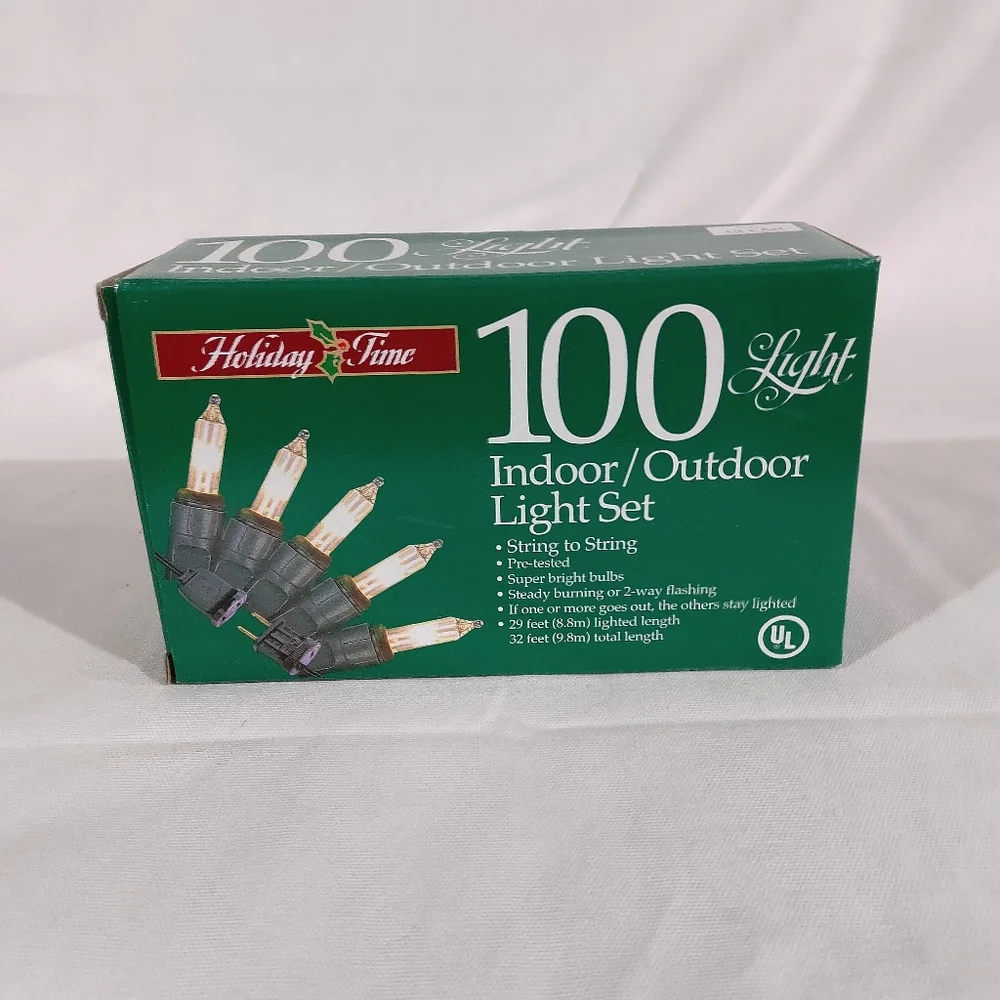 NEW Holiday Time 100 Indoor/Outdoor Clear String Lights